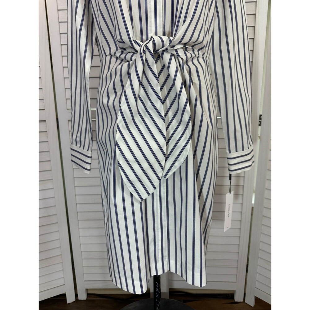 Calvin Kline Blue Stripe Cotton Shirt Dress Size 10 NWT - Picture 5 of 13